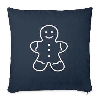 bonhomme en pain d’épices, Snacking en pain d’épice - Housse de coussin décorative 45 x 45 cm - bleu marine - Devant