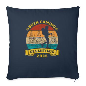 Buen Camino de Santiago 2025 - Dames - Housse de coussin décorative 45 x 45 cm - bleu marine - Devant