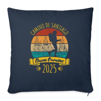 Buen Camino de Santiago 2025 - Dames - Housse de coussin décorative 45 x 45 cm - bleu marine - Devant
