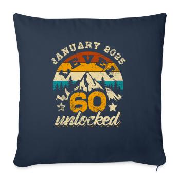 Janvier 2025 Niveau 60 débloqué - Joueur - Jour de naissance - Housse de coussin décorative 45 x 45 cm - bleu marine - Devant
