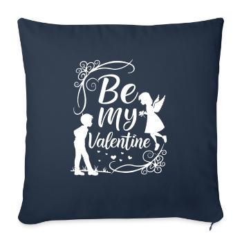 Be my Valentine - Amour - Cadeau - Housse de coussin décorative 45 x 45 cm - bleu marine - Devant
