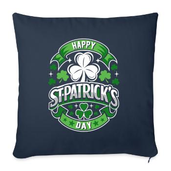 Bonne Saint-Patrick - Shamrock - Irlande - Housse de coussin décorative 45 x 45 cm - bleu marine - Devant