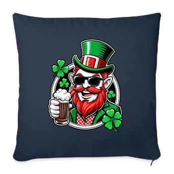 Leprechaun & Beer - Saint-Patrick - Irlande - Housse de coussin décorative 45 x 45 cm - bleu marine - Devant