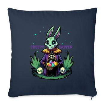 Pâques effrayante - Lapin de Pâques - Oeuf de Pâques - Cadeau - Housse de coussin décorative 45 x 45 cm - bleu marine - Devant