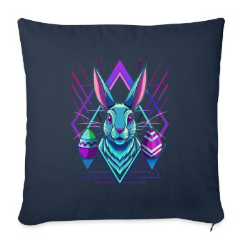 Joyeuses Pâques - Lapin de Pâques - Oeuf de Pâques - Cadeau - Housse de coussin décorative 45 x 45 cm - bleu marine - Devant