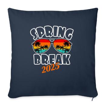 Semaine de relâche 2025 Rétro Coucher de soleil et plage - Housse de coussin décorative 45 x 45 cm - bleu marine - Devant