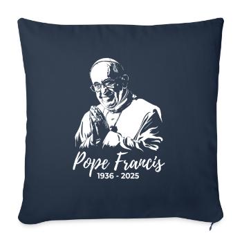Papst Franziskus faltet die Hände und betet - Sofakissenbezug 45 x 45 cm - Navy - Vorne
