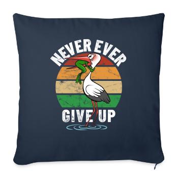 Grenouille et cigogne - Ne jamais abandonner - Dire - Housse de coussin décorative 45 x 45 cm - bleu marine - Devant