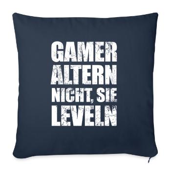 Gamer altern nicht sie leveln - Zocken - Spruch - Sofakissenbezug 45 x 45 cm - Navy - Vorne