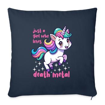 Einhorn - Juste une fille qui aime le death metal - Housse de coussin décorative 45 x 45 cm - bleu marine - Devant