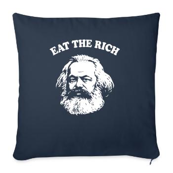 Eat The Rich - Lustiger Karl Marx Cartoon - Sofakissenbezug 45 x 45 cm - Navy - Vorne