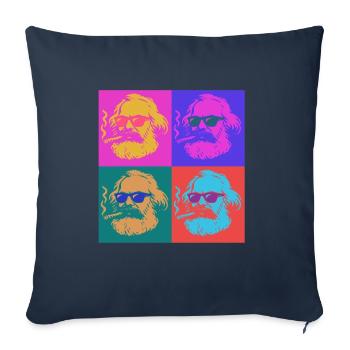 Karl Marx - cool mit Zigarre - Warhol Stil - Sofakissenbezug 45 x 45 cm - Navy - Vorne