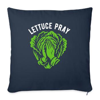 Laitue prier - jeu de mots - Housse de coussin décorative 45 x 45 cm - bleu marine - Devant