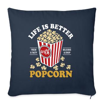 Life is better with Popcorn - knusprig & lecker - Sofakissenbezug 45 x 45 cm - Navy - Vorne