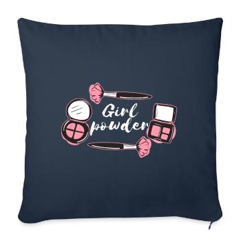 Fille maquillage - Housse de coussin décorative 45 x 45 cm - bleu marine - Devant
