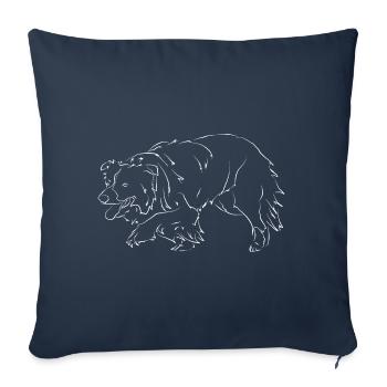 Chien Border Collie - Housse de coussin décorative 45 x 45 cm - bleu marine - Devant