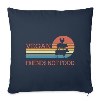 Vegan Friends not Food - Sofa pillowcase 17,3'' x 17,3'' (45 x 45 cm) - navy - Front