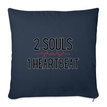 2 âmes, 1 battement de cœur, amour et relation - Housse de coussin décorative 45 x 45 cm - bleu marine - Devant