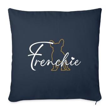 Police décorative Frenchie Bouledogue Français - Housse de coussin décorative 45 x 45 cm - bleu marine - Devant