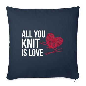 Tout ce que vous tricot est amour - tricot - Housse de coussin décorative 45 x 45 cm - bleu marine - Devant
