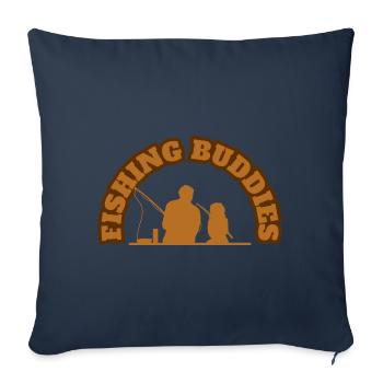 Copains de pêche père avec fille pêche brune - Housse de coussin décorative 45 x 45 cm - bleu marine - Devant