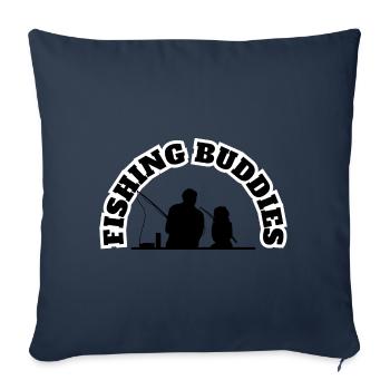 Copains De Pêche Père Avec Fille Pêche Noir - Housse de coussin décorative 45 x 45 cm - bleu marine - Devant