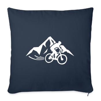 Mountain bike mountain silhouette symbol - Sofa pillowcase 17,3'' x 17,3'' (45 x 45 cm) - navy - Front