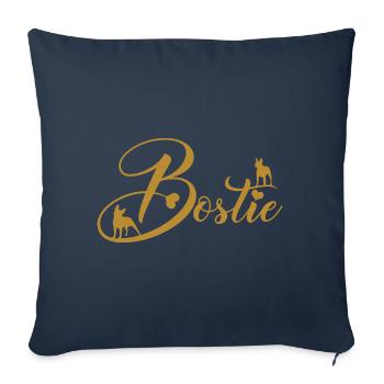 Bostie Boston Terrier with Decorative Font - Sofa pillowcase 17,3'' x 17,3'' (45 x 45 cm) - navy - Front