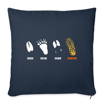 Cerf, ours, sanglier, chasseur, sceau - Housse de coussin décorative 45 x 45 cm - bleu marine - Devant