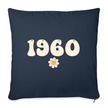 1960 - Cadeau né en 1960 - Housse de coussin décorative 45 x 45 cm - bleu marine - Devant