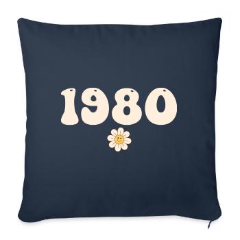 1980 - Cadeau né en 1980 - Housse de coussin décorative 45 x 45 cm - bleu marine - Devant