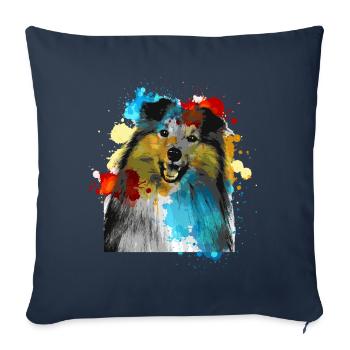 Sheltie Wasserfarben Bunt - Sofakissenbezug 45 x 45 cm - Navy - Vorne