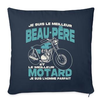Le meilleur beau-père et le meilleur motard - Housse de coussin décorative 45 x 45 cm - bleu marine - Devant