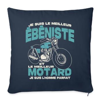 Le meilleur ébéniste et le meilleur motard - Housse de coussin décorative 45 x 45 cm - bleu marine - Devant
