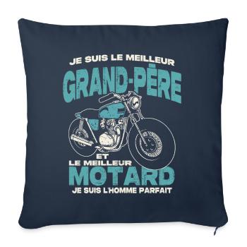Le meilleur grand-père et le meilleur motard - Housse de coussin décorative 45 x 45 cm - bleu marine - Devant