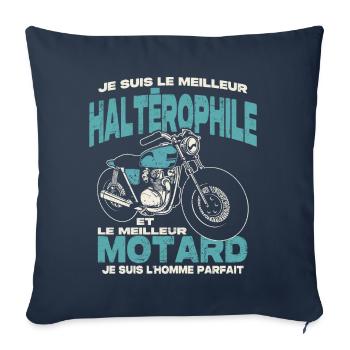 Le meilleur haltèrophile et le meilleur motard - Housse de coussin décorative 45 x 45 cm - bleu marine - Devant