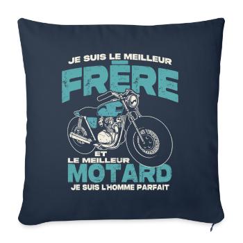 Le meilleur frère et le meilleur motard - Housse de coussin décorative 45 x 45 cm - bleu marine - Devant