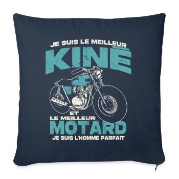Le meilleur kiné et le meilleur motard - Housse de coussin décorative 45 x 45 cm - bleu marine - Devant