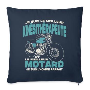 Le meilleur kinésitherapeute et le meilleur motard - Housse de coussin décorative 45 x 45 cm - bleu marine - Devant