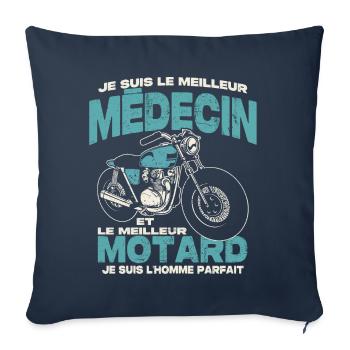 Le meilleur médecin et le meilleur motard - Housse de coussin décorative 45 x 45 cm - bleu marine - Devant