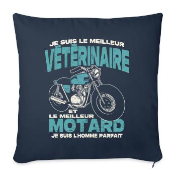 Le meilleur vétérinaire et le meilleur motard - Housse de coussin décorative 45 x 45 cm - bleu marine - Devant