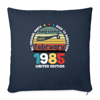 39 Years Old Made In 1985 Vintage February 1985 - Housse de coussin décorative 45 x 45 cm - bleu marine - Devant