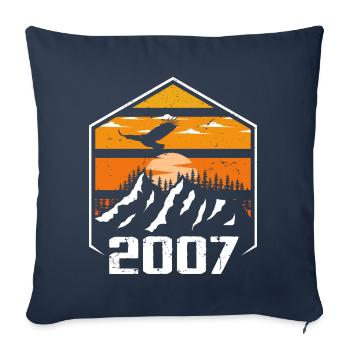 Anniversaire 2007 Millésime 2007 Fabriqué en 2007 - Housse de coussin décorative 45 x 45 cm - bleu marine - Devant