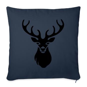 Hirschkopf schwarz - Sofakissenbezug 45 x 45 cm - Navy - Vorne