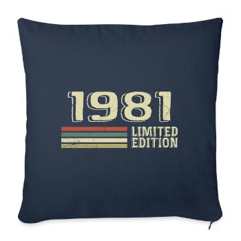 Nées en 1981 anniversaire 1981 Vintage 1981 - Housse de coussin décorative 45 x 45 cm - bleu marine - Devant