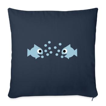 Poisson - Housse de coussin décorative 45 x 45 cm - bleu marine - Devant