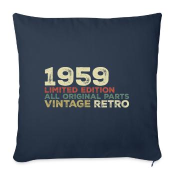 1959 né cadeau d’anniversaire vintage 1959 Retro - Housse de coussin décorative 45 x 45 cm - bleu marine - Devant