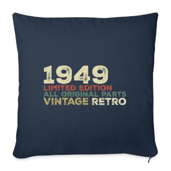1949 né cadeau d’anniversaire vintage 1949 Retro - Housse de coussin décorative 45 x 45 cm - bleu marine - Devant
