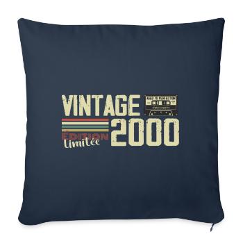 2000 Vintage Rétro Cadeau D'anniversaire 2000 - Housse de coussin décorative 45 x 45 cm - bleu marine - Devant