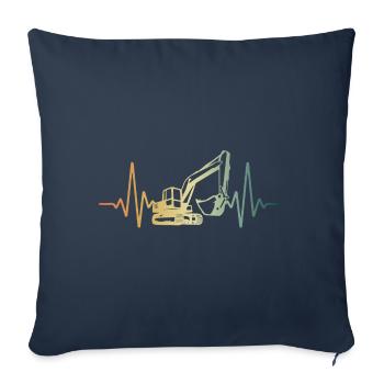 Heartbeat Heartline Heart Rate Excavator ECG Pulse - Sofa pillowcase 17,3'' x 17,3'' (45 x 45 cm) - navy - Front